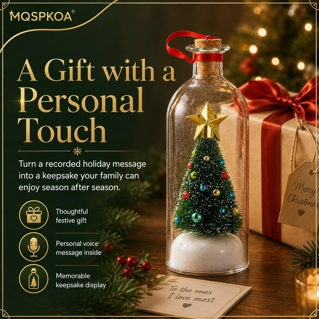 Alt view image 5 of 7 - Tree Message In A Bottle, Recordable Glass Christmas Ornament
Snowy Scene in Nostalgic Bottlefor Unique Home Xmas Festive Party, Unique Holiday Keepsake & Festive Gift for Family(2pcs)