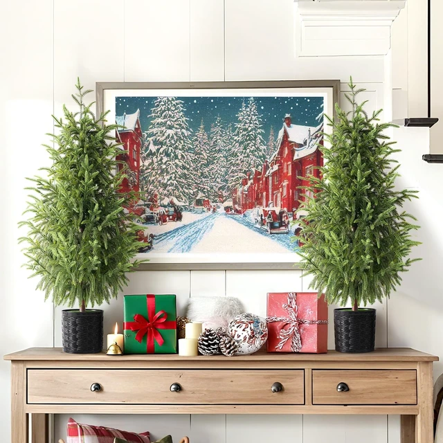 Alt view image 5 of 7 - Decorations, 2 Pack 3FT Artificial Norfolk Pine Tree
Outdoor Christmas Tree, Xmas Decor for Home Indoor Outdoor Entryway Party Living Room Office Porch
