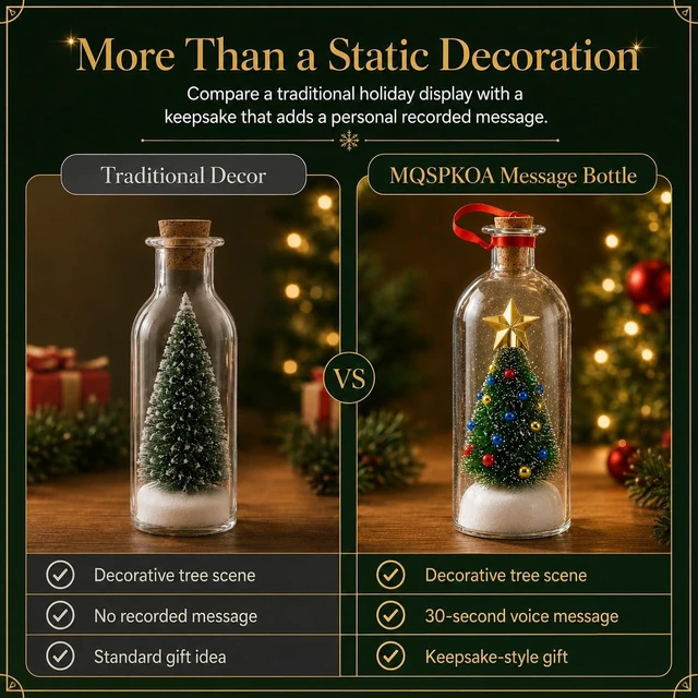 Alt view image 6 of 7 - Tree Message In A Bottle, Recordable Glass Christmas Ornament
Snowy Scene in Nostalgic Bottlefor Unique Home Xmas Festive Party, Unique Holiday Keepsake & Festive Gift for Family(2pcs)