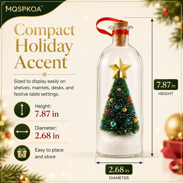 Alt view image 7 of 7 - Tree Message In A Bottle, Recordable Glass Christmas Ornament
Snowy Scene in Nostalgic Bottlefor Unique Home Xmas Festive Party, Unique Holiday Keepsake & Festive Gift for Family(2pcs)
