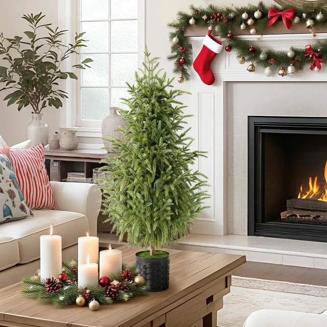 Alt view image 6 of 7 - Decorations, 2 Pack 3FT Artificial Norfolk Pine Tree
Outdoor Christmas Tree, Xmas Decor for Home Indoor Outdoor Entryway Party Living Room Office Porch