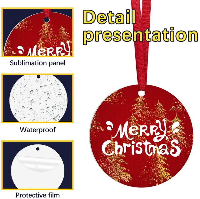 Alt view image 3 of 6 - 54 pcs Metal Sublimation Ornament Blanks,Sublimation Christmas Ornament Blanks for Christmas Tree Decor Ornaments,Double Sided Sublimation Ornaments Round Sublimation Blanks