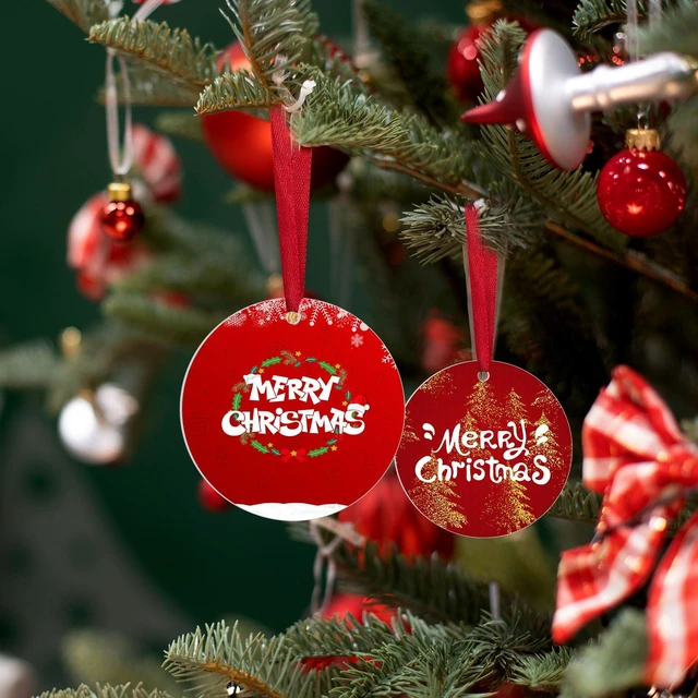 Alt view image 4 of 6 - 54 pcs Metal Sublimation Ornament Blanks,Sublimation Christmas Ornament Blanks for Christmas Tree Decor Ornaments,Double Sided Sublimation Ornaments Round Sublimation Blanks