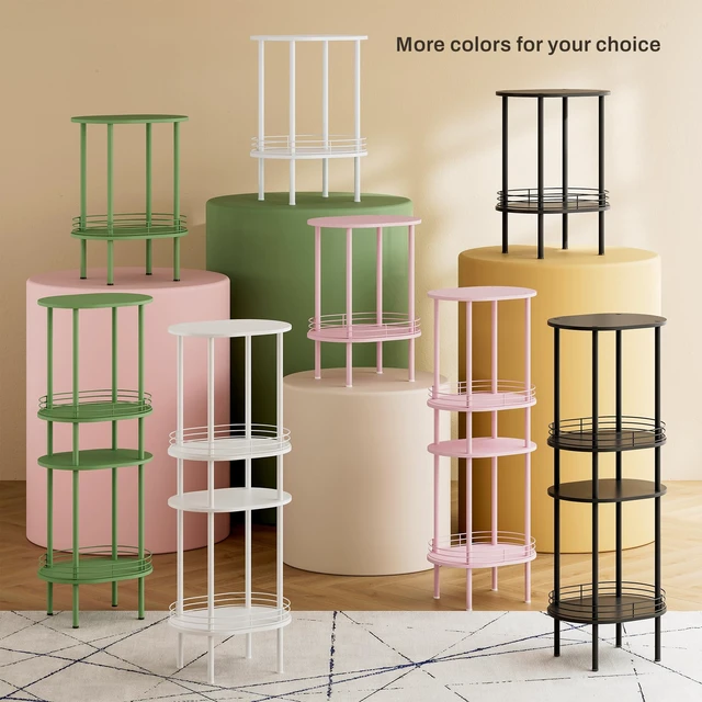 Alt view image 6 of 7 - Oval Side Table with Storage, 2-Tier Pink End Table for Small Space
Simple Nightstand with Metal Frame, Modern Round Bedside Table for Living Room, Bedroom, Bathroom, Nursery(1 PC, Pink)
