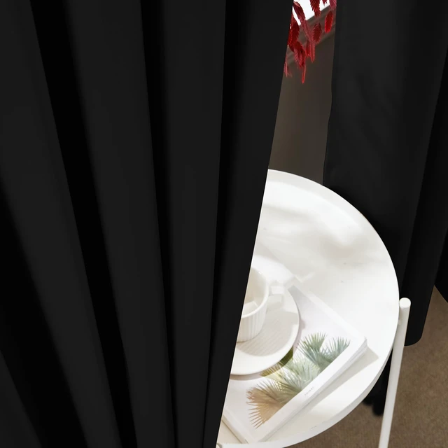Alt view image 5 of 7 - 100% Blackout Room Divider Curtain for Sliding Glass Doors
Extra Wide, Thermal Insulated Drape for Bedroom Apartment, Back Tab Rod Pocket Drape with Hooks, Black, W100 x L84, 1 Panel