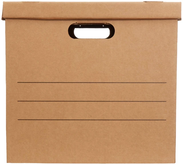 Alt view image 4 of 5 - Basics Moving and Storage Boxes with Handles and Lift-Off Lids, Medium, 19" x 14.5" x 15.5", Brown, 10-Pack