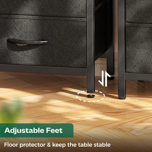 Alt view image 6 of 6 - Nightstands Set of 2, End Tables with Charging Station, Side Table
Side Tables with Fabric Drawers, Bedside Tables with USB Ports and Outlets, Night Stands for Bedroom, Black