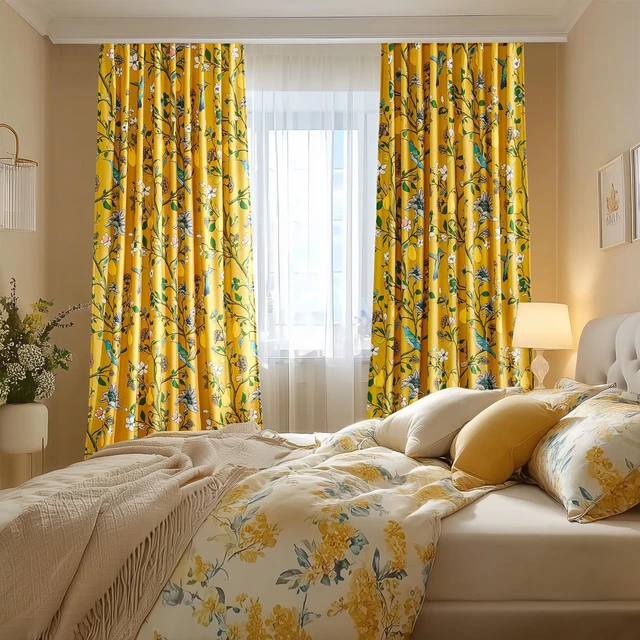 Alt view image 2 of 7 - Yellow Vintage Velvet Floral Curtains 96 inches for Living Room
Whimsical Luxury Victorian Botanical,2 Panels, Mid Century Art Deco,Anthropologie,Window Drapes for Bedroom,Funky Unique