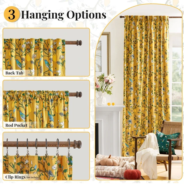 Alt view image 3 of 7 - Yellow Vintage Velvet Floral Curtains 96 inches for Living Room
Whimsical Luxury Victorian Botanical,2 Panels, Mid Century Art Deco,Anthropologie,Window Drapes for Bedroom,Funky Unique