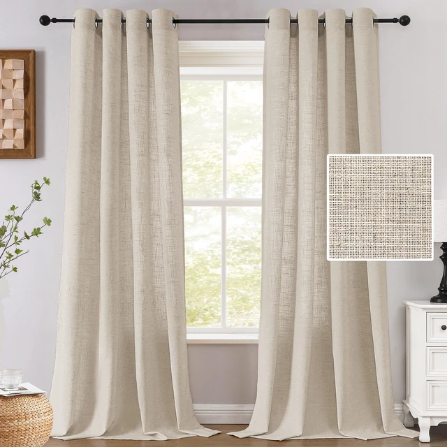 Main image of Linen Light Filtering Curtains 84 Inch for Living Room, Linen
Linen Blend Fabric, Light Filtering Privacy Drapes with Grommet Top, Modern Farmhouse for Bedroom, 52x84 Inches, 2 Panels