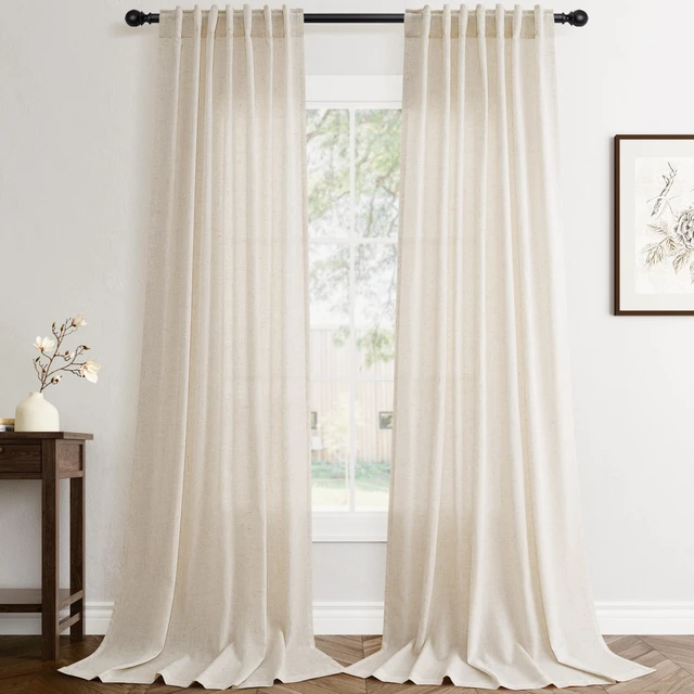 Main image of Cream Linen Curtains 84 Inch Long 2 Panels for Living Room
Beige Flax Light Filtering Sheer Curtain,Back Tab Pocket Pleated Look,Farmhouse Textured Privacy Drapes for Bedroom Window
Visit the Jowels S