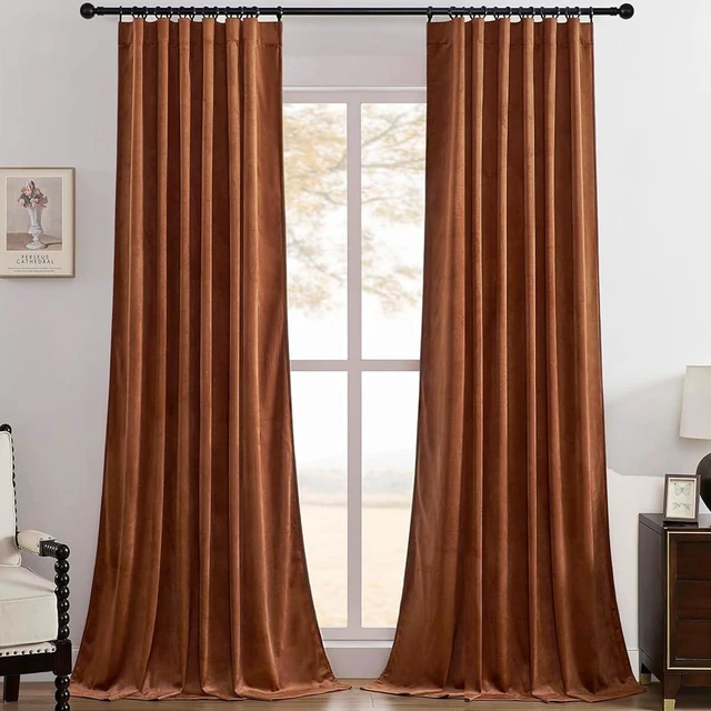 Main image of urnt Orange Blackout Back Tab Velvet Curtains 52x84 inches 2Pcs
Thermal Insulated, Super Soft, Luxury Home Decor, Rod Pocket&Back Tab Window Panels Drapes, Room Darkening,Privacy Protected
