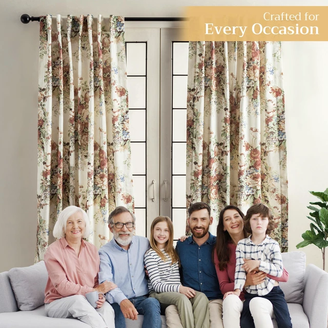 Alt view image 4 of 7 - Hermine Curtains for Living Room 100% Cotton 50"x84" (Pack of 2)
84 inches long Light Filtering Curtains for Windows Bedroom with Rod and Loop Pockets - Abbeville