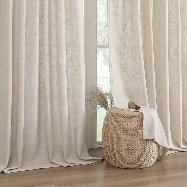Alt view image 2 of 7 - Linen Light Filtering Curtains 84 Inch for Living Room, Linen
Linen Blend Fabric, Light Filtering Privacy Drapes with Grommet Top, Modern Farmhouse for Bedroom, 52x84 Inches, 2 Panels