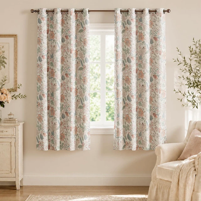 Alt view image 2 of 7 - jinchan Pink Blackout Curtains Floral Drapes Farmhouse 63 Inch 2 Panels
Room darkening, living room, privacy, nursery kids room, cottagecore, whimsical, botanical, grommet, nature-inspired decor