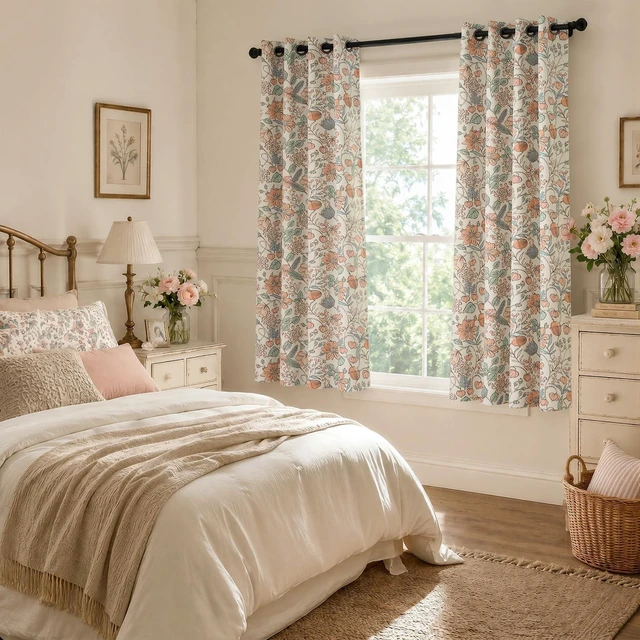 Alt view image 3 of 7 - jinchan Pink Blackout Curtains Floral Drapes Farmhouse 63 Inch 2 Panels
Room darkening, living room, privacy, nursery kids room, cottagecore, whimsical, botanical, grommet, nature-inspired decor