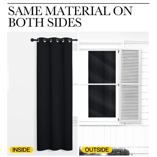 Alt view image 6 of 7 - Black Out Curtains for Bedroom Living Room 80 Inches Long, 2 Panels, 52" W, Black, 3 Pass Microfiber Noise Reducing Thermal Insulated Solid Ring Top Blackout Window Drapes