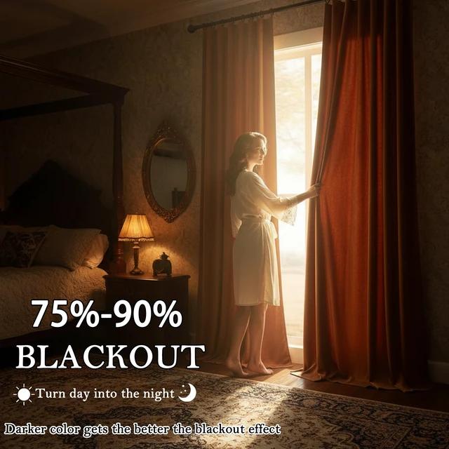 Alt view image 4 of 6 - urnt Orange Blackout Back Tab Velvet Curtains 52x84 inches 2Pcs
Thermal Insulated, Super Soft, Luxury Home Decor, Rod Pocket&Back Tab Window Panels Drapes, Room Darkening,Privacy Protected