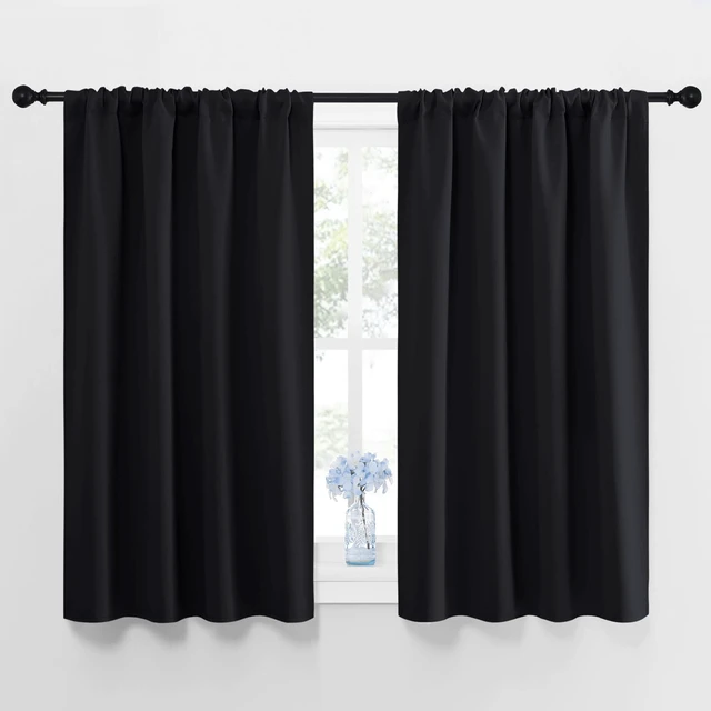 Main image of Black Blackout Curtains for Small Window 42" w x 48" L 2 Panels
Privacy RV Draperies, Blackout Drapes Draperies, Thermal Insulated Curtain Panels, Room Darkening Window Decor for Kitchen