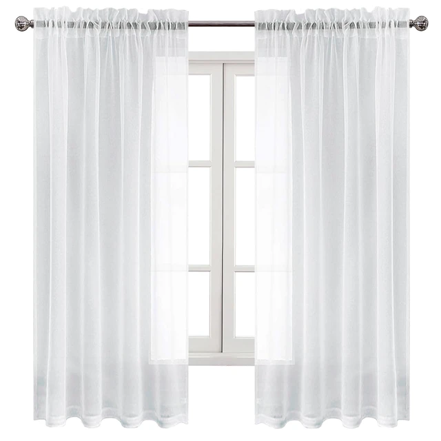 Alt view image 7 of 7 - White Sheer Curtains 63 Inch Long for Living Room Rod Pocket 2 Panels
Light Filtering Voile Drapes for Bedroom/Living Room Airy Lightweight Elegant Window Treatments, 52" W x 63" L