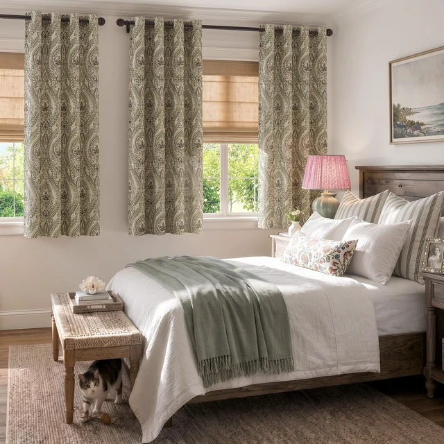 Alt view image 7 of 7 - jinchan Sage Green Damask Curtains 63 Inch Room Darkening Grommet 2 Panels
Blackout darpes, vintage, floral, medallion print, linen textured, thermal insulated, bedroom, living room, window treatment