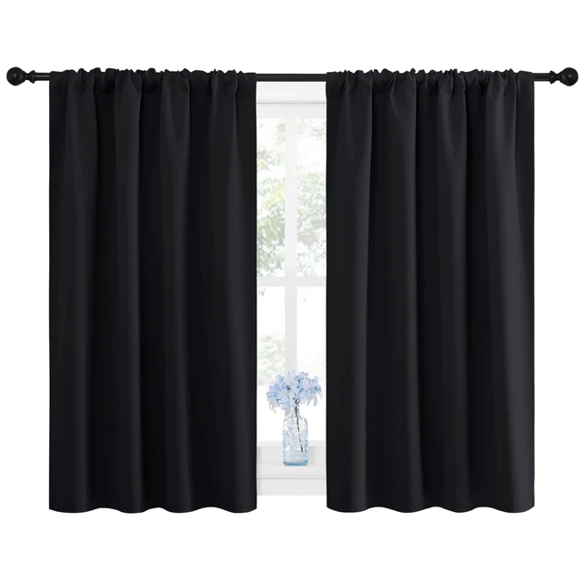 Alt view image 2 of 7 - Black Blackout Curtains for Small Window 42" w x 48" L 2 Panels
Privacy RV Draperies, Blackout Drapes Draperies, Thermal Insulated Curtain Panels, Room Darkening Window Decor for Kitchen