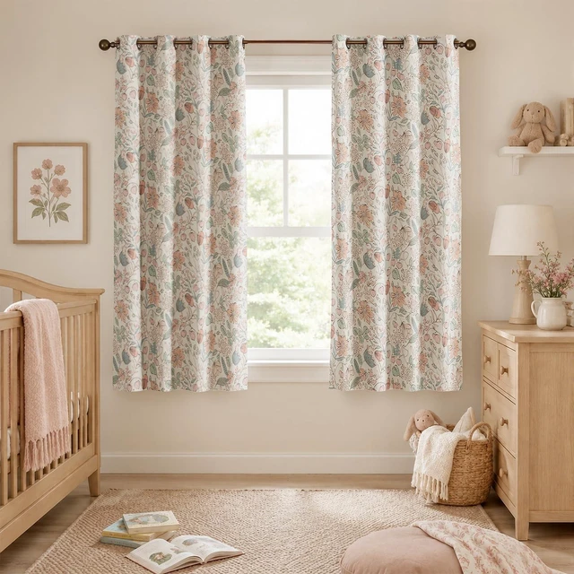 Alt view image 4 of 7 - jinchan Pink Blackout Curtains Floral Drapes Farmhouse 63 Inch 2 Panels
Room darkening, living room, privacy, nursery kids room, cottagecore, whimsical, botanical, grommet, nature-inspired decor