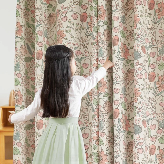 Alt view image 5 of 7 - jinchan Pink Blackout Curtains Floral Drapes Farmhouse 63 Inch 2 Panels
Room darkening, living room, privacy, nursery kids room, cottagecore, whimsical, botanical, grommet, nature-inspired decor