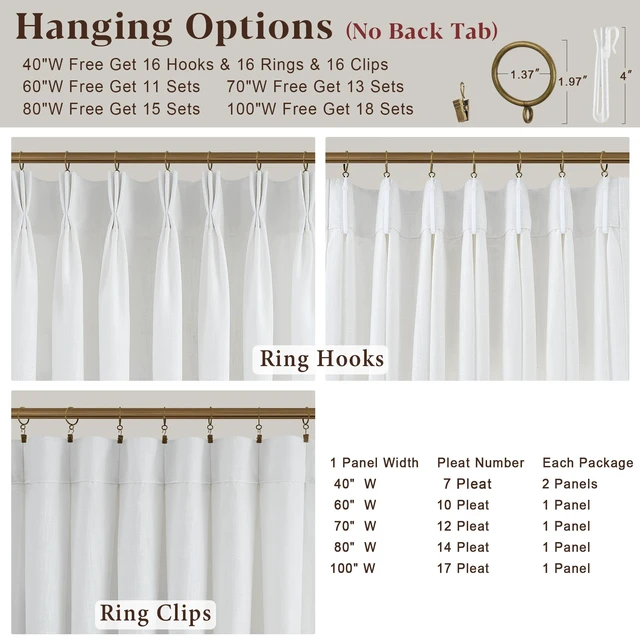 Alt view image 3 of 7 - Beige White Thick Linen Semi Sheer Curtains 84 Inches Long for Living Room Bedroom 2 Panels Set Memory Shape Trained Pinch Pleated Curtains Light Filtering Privacy Window Curtain & Drapes 84 Inch
