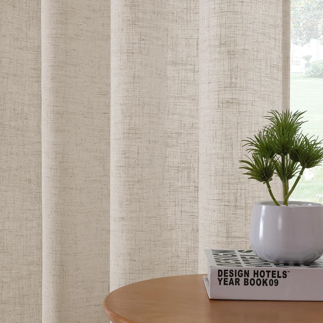 Alt view image 7 of 7 - Linen Light Filtering Curtains 84 Inch for Living Room, Linen
Linen Blend Fabric, Light Filtering Privacy Drapes with Grommet Top, Modern Farmhouse for Bedroom, 52x84 Inches, 2 Panels