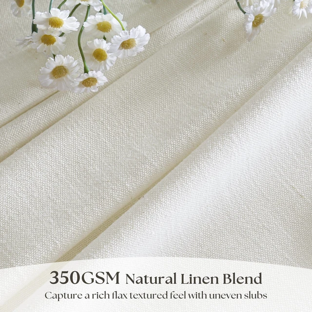 Alt view image 3 of 6 - Ivory Off White Semi Sheer Pinch Pleated Linen Curtains 90 Inches 2 Panels
Beige Natural Neutral, Light Filtering Privacy, Bedroom Living Room, Flax Linen Textured, Hook Rings Memory Shape, Modern