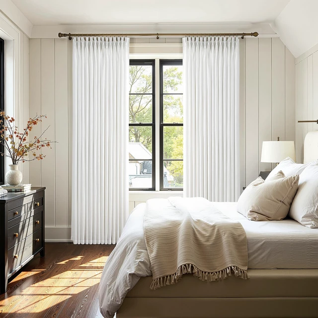 Alt view image 4 of 7 - Beige White Thick Linen Semi Sheer Curtains 84 Inches Long for Living Room Bedroom 2 Panels Set Memory Shape Trained Pinch Pleated Curtains Light Filtering Privacy Window Curtain & Drapes 84 Inch