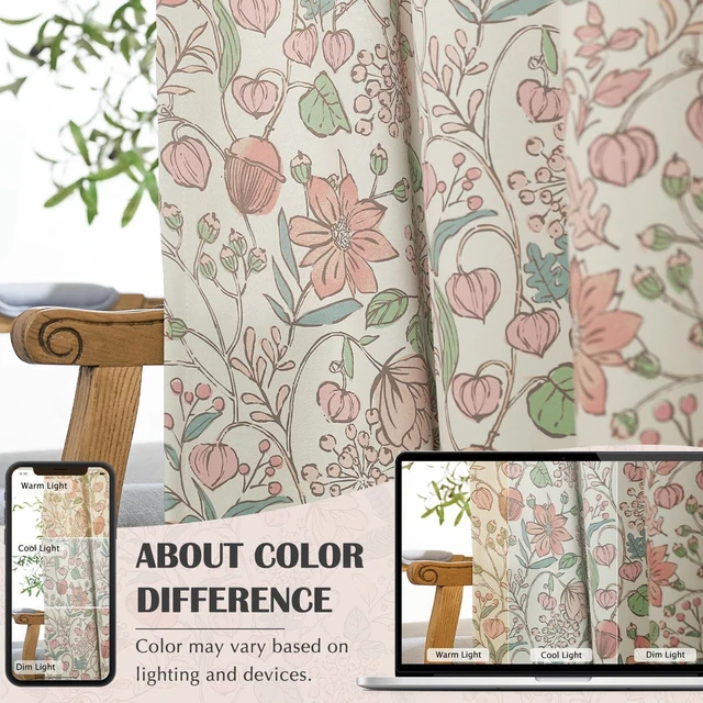 Alt view image 7 of 7 - jinchan Pink Blackout Curtains Floral Drapes Farmhouse 63 Inch 2 Panels
Room darkening, living room, privacy, nursery kids room, cottagecore, whimsical, botanical, grommet, nature-inspired decor