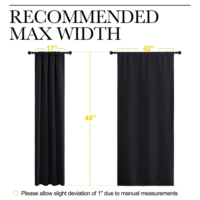 Alt view image 6 of 7 - Black Blackout Curtains for Small Window 42" w x 48" L 2 Panels
Privacy RV Draperies, Blackout Drapes Draperies, Thermal Insulated Curtain Panels, Room Darkening Window Decor for Kitchen