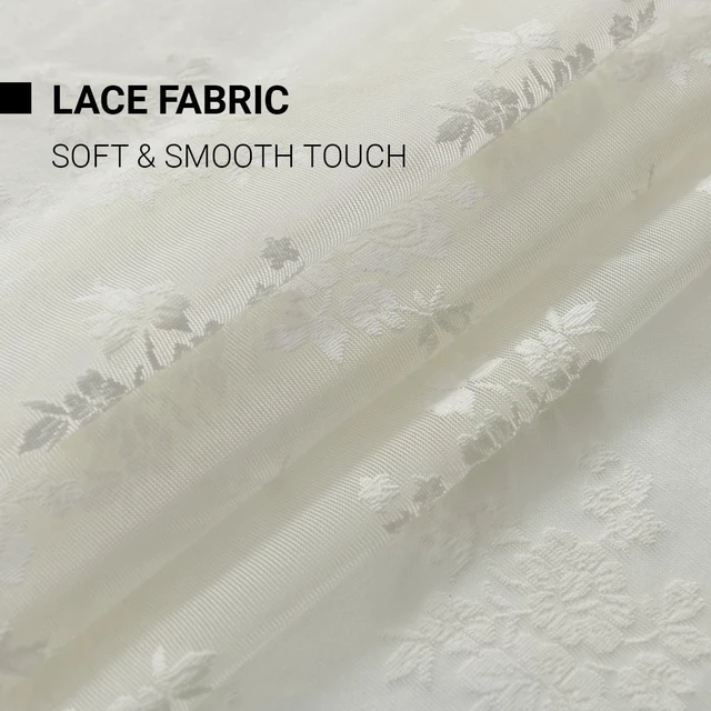 Alt view image 7 of 7 - Ivory Lace Curtains for Bedroom Rustic Floral 52 x 84 Inch, 2 Panels
Rod Pocket, Intricate Knitted Detail, Softened Glare, Soft Country Elegance, Classic Full-Length Look, Privacy