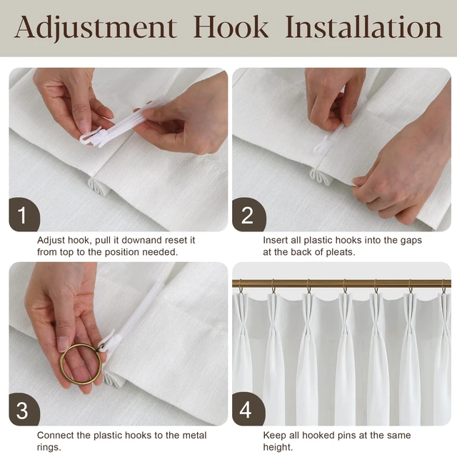 Alt view image 7 of 7 - Beige White Thick Linen Semi Sheer Curtains 84 Inches Long for Living Room Bedroom 2 Panels Set Memory Shape Trained Pinch Pleated Curtains Light Filtering Privacy Window Curtain & Drapes 84 Inch