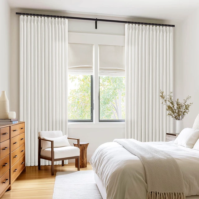 Alt view image 4 of 6 - Ivory Off White Semi Sheer Pinch Pleated Linen Curtains 90 Inches 2 Panels
Beige Natural Neutral, Light Filtering Privacy, Bedroom Living Room, Flax Linen Textured, Hook Rings Memory Shape, Modern