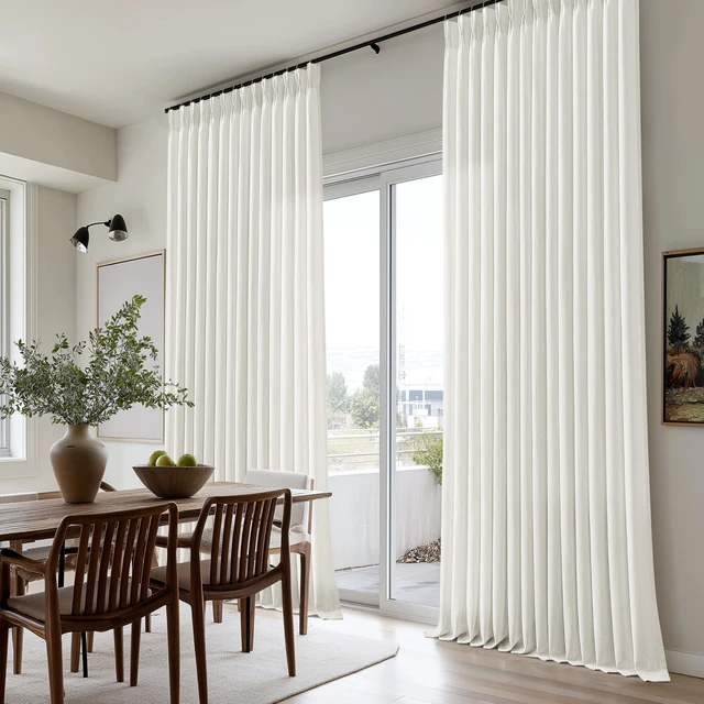 Alt view image 5 of 6 - Ivory Off White Semi Sheer Pinch Pleated Linen Curtains 90 Inches 2 Panels
Beige Natural Neutral, Light Filtering Privacy, Bedroom Living Room, Flax Linen Textured, Hook Rings Memory Shape, Modern