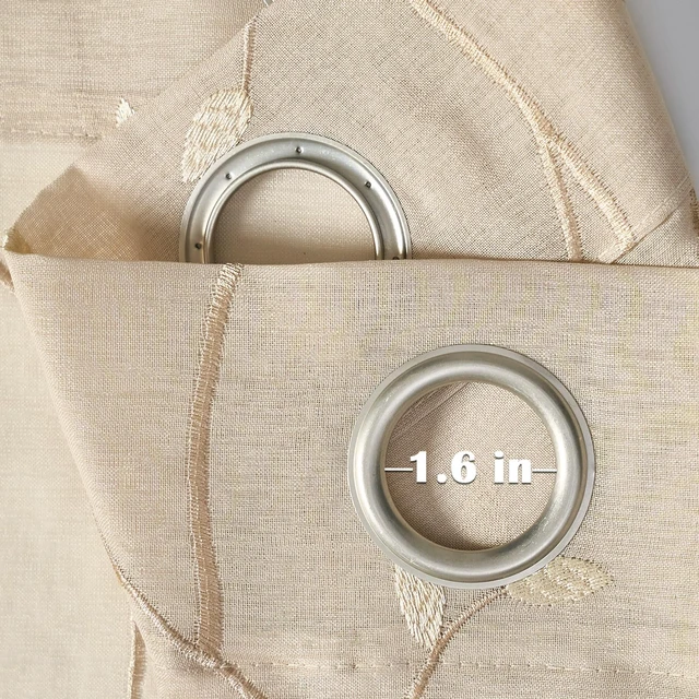 Alt view image 6 of 7 - jinchan Beige Leaf Voile Embroidered Curtains 84 Inch Grommet Top 2 Panels
Light filtering, sheer, vintage, farmhouse, botanical, cottagecore, living room, bedroom, window treatment, home decor