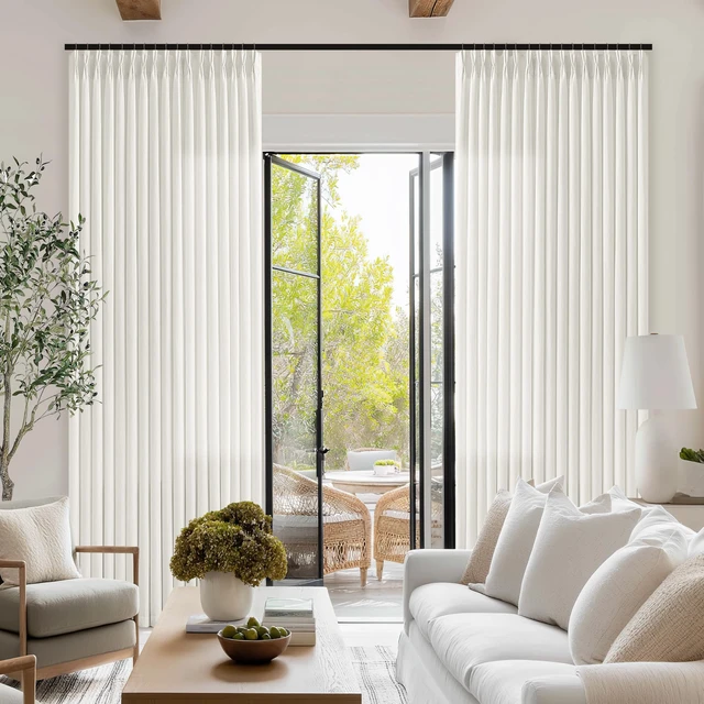Alt view image 6 of 6 - Ivory Off White Semi Sheer Pinch Pleated Linen Curtains 90 Inches 2 Panels
Beige Natural Neutral, Light Filtering Privacy, Bedroom Living Room, Flax Linen Textured, Hook Rings Memory Shape, Modern