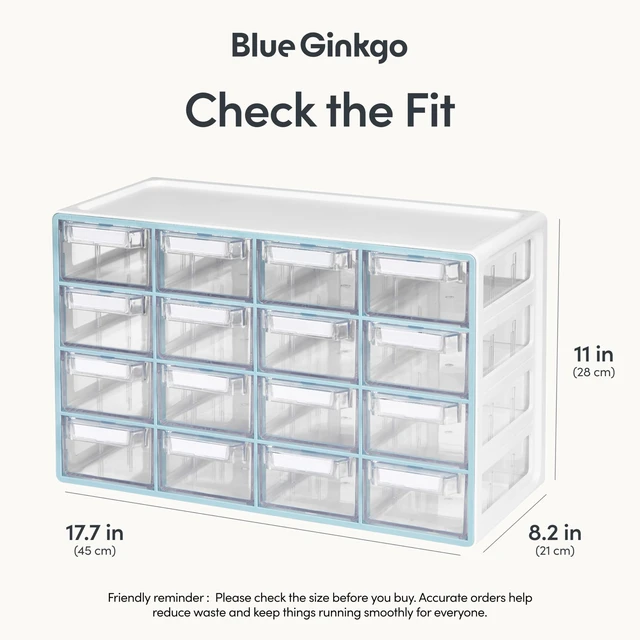 Alt view image 3 of 7 - 16-Drawer Storage Cabinet Organizer, Blue, Made in Korea
Stackable. Adjustable. Easy Visibility.