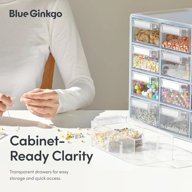 Alt view image 5 of 7 - 16-Drawer Storage Cabinet Organizer, Blue, Made in Korea
Stackable. Adjustable. Easy Visibility.