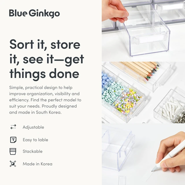 Alt view image 6 of 7 - 16-Drawer Storage Cabinet Organizer, Blue, Made in Korea
Stackable. Adjustable. Easy Visibility.