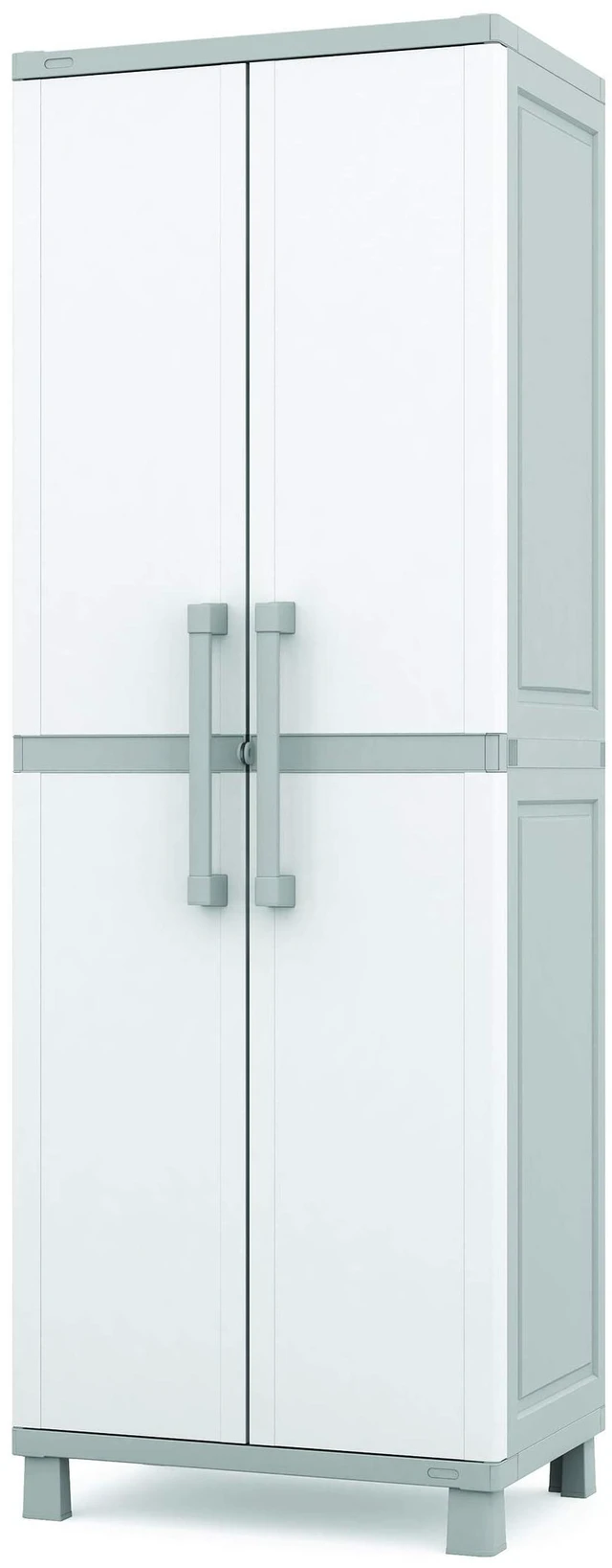 Main image of Storage Cabinet with Doors and Shelves for Laundry Room, Garage, Bathroom Accessories, Closet and Home Organization, White & Grey