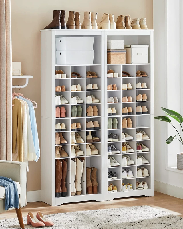 Alt view image 3 of 7 - Tall Shoe Storage Cabinet, 10Tier, Holds Up to 30 Pairs of Shoes
Vertical Wood Rack, 24.8 x 12.6 x 73.7 inch, for Entryway, Cloud White, HELAN Collection ULBS273T14