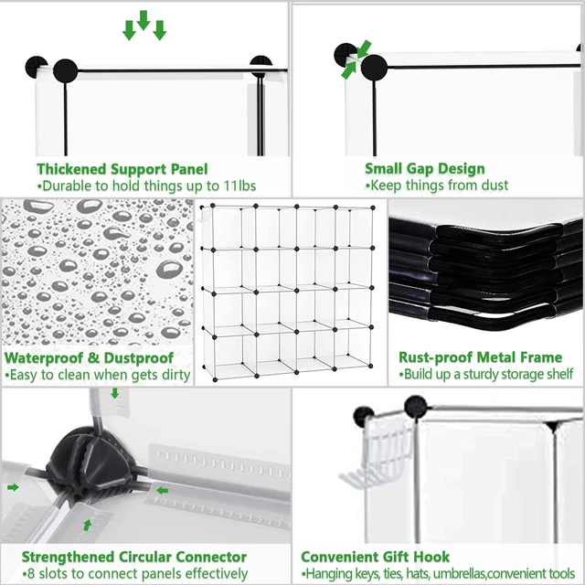 Alt view image 6 of 7 - 16 Cube Storage Organizer Cube Shelves Units Storage Cubes, White
Plastic DIY Closet Organizer, Stackble Modular Closet Storage Shelves Ideal for Home, Bedroom, 48.4" L × 12.4" W × 48.4" H