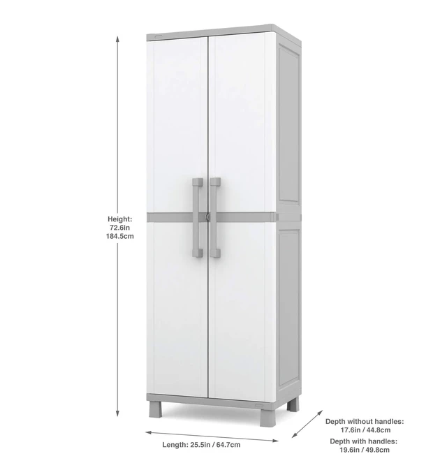 Alt view image 4 of 7 - Storage Cabinet with Doors and Shelves for Laundry Room, Garage, Bathroom Accessories, Closet and Home Organization, White & Grey