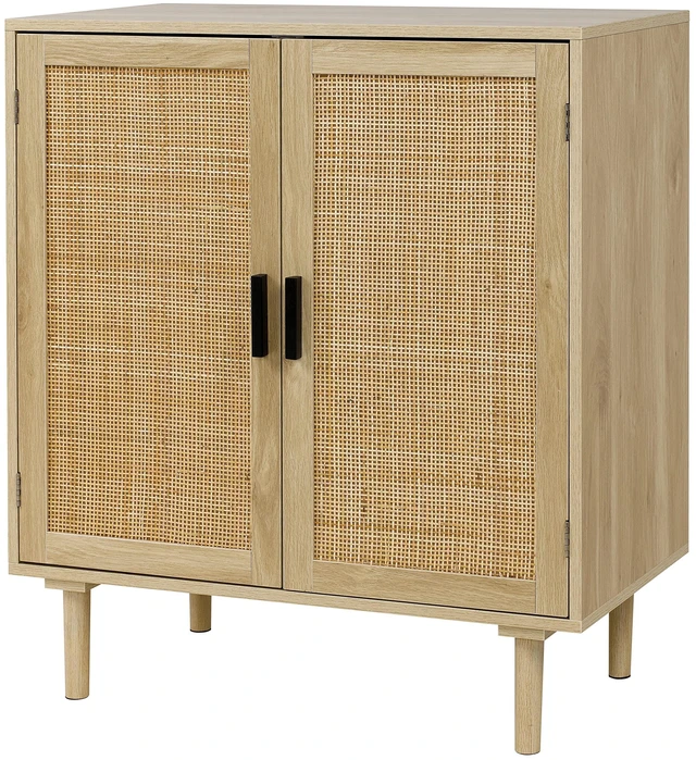 Main image of Sideboard Buffet Cabinet, Kitchen Storage Sideboard with Rattan Decorated Doors, Liquor Coffee Buffet, Dining Room, Hallway, Console Table, Accent