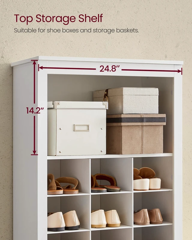 Alt view image 5 of 7 - Tall Shoe Storage Cabinet, 10Tier, Holds Up to 30 Pairs of Shoes
Vertical Wood Rack, 24.8 x 12.6 x 73.7 inch, for Entryway, Cloud White, HELAN Collection ULBS273T14