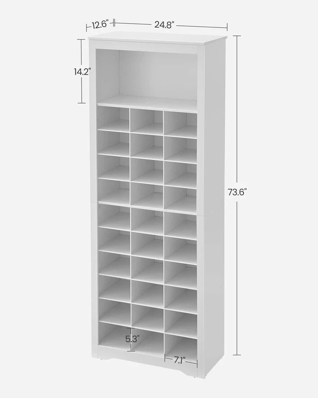 Alt view image 6 of 7 - Tall Shoe Storage Cabinet, 10Tier, Holds Up to 30 Pairs of Shoes
Vertical Wood Rack, 24.8 x 12.6 x 73.7 inch, for Entryway, Cloud White, HELAN Collection ULBS273T14